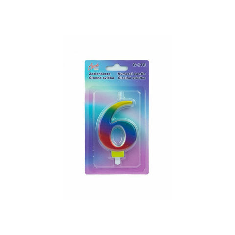 Duhová číselná narozeninová svíčka na dort 6 (9 cm)  C-116_1.jpg