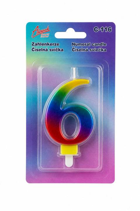 Duhová číselná narozeninová svíčka na dort 6 (9 cm)  C-116_2.png#19046#b32f4e07f86b