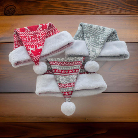 Měkká plyšová čepice SANTA s motivem soba a sněhové vločky SANTA-6_2.jpg