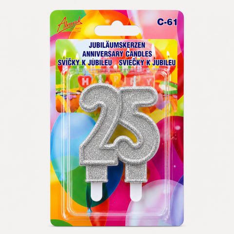 Stříbrná třpytivá číselná svíčka 25 (85 mm) C-61_S_2.png#18944#417917795d02