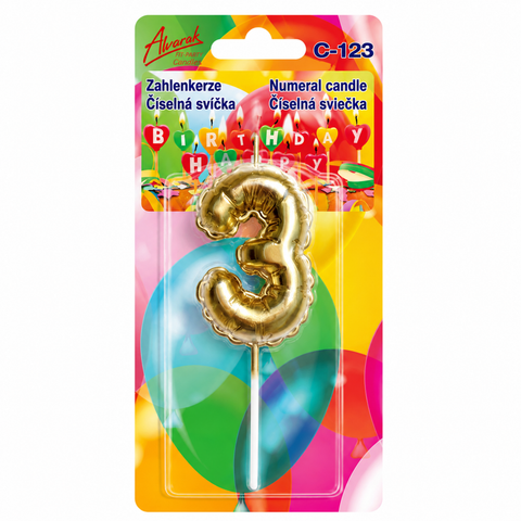 Zlatá balónková číselná svíčka na dort 3 (6 × 3 cm) C-123_2.png#19070#4081c9526e9b