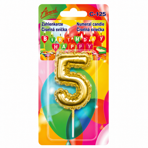 Zlatá balónková číselná svíčka na dort 5 (6 × 3 cm) C-125_2.png#19077#d9b9c162b6bc